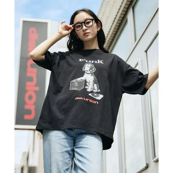 tシャツ 限定展開 diskunion×FREAK'S STORE 別注 ビーグル ビッグシルエット プリント クルーネック Tシャツ メンズ レディース