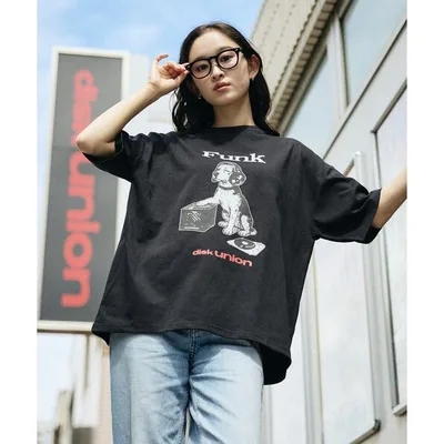 tシャツ 限定展開 diskunion×FREAK'S STORE 別注 ビーグル ビッグシルエット プリント クルーネック Tシャツ メンズ レディース