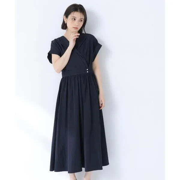 ワンピース 半袖 カシュクールフレンチスリーブワンピース