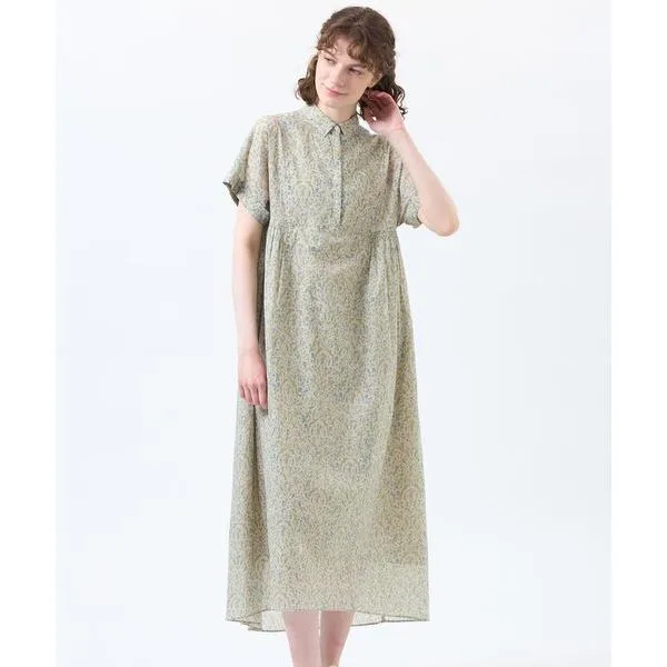 ワンピース 半袖 Snowblue Garden サイドギャザーワンピース
