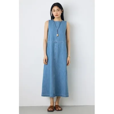 ワンピース 「サイズ,身長別画像あり」甘撚りデニムワンピース 春服 夏服 ノースリーブ