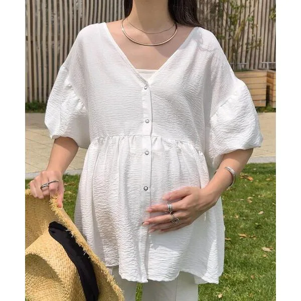 授乳ブラ マタニティ 「 mamaレタス 」 2wayバルーンスリーブブラウス