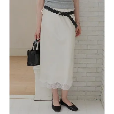ロング スカート satin lace long skirt / サテンレースロングスカート
