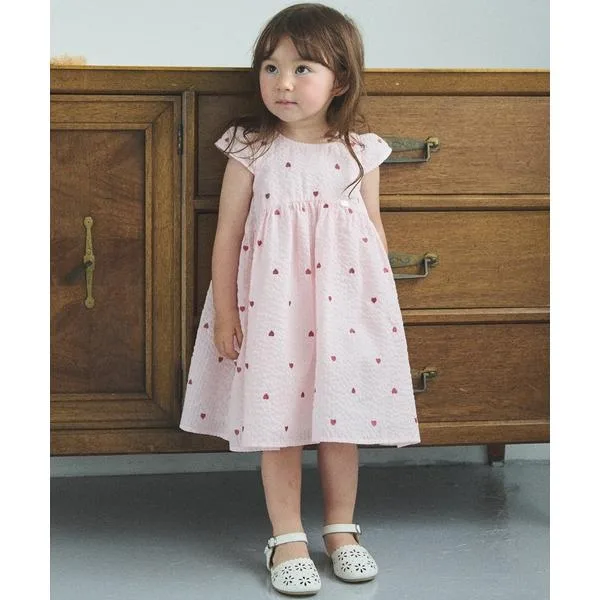 ワンピース ハート刺しゅうワンピース キッズ 子供服 女の子