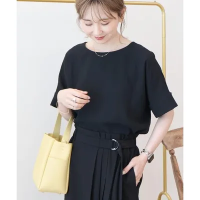 ブラウス シャツ 夏 半袖 「WEB限定」イージーケア+接触冷感バックタック半袖ブラウス レディース