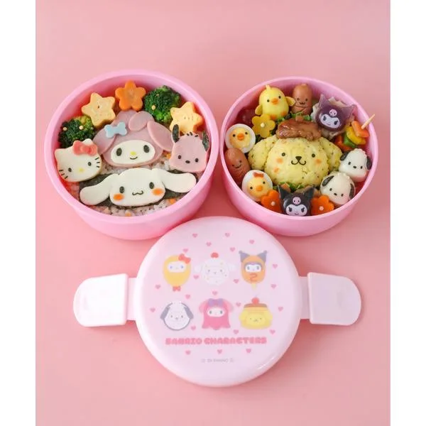 弁当箱 「SANRIO/サンリオ」サンリオキャラクターズ なりきり食べ物 抗菌丸型ランチBOX2段 ONWR1AG