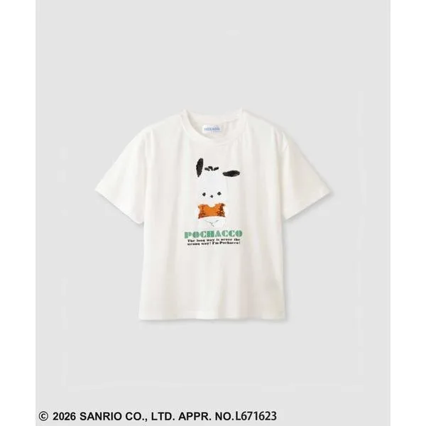 tシャツ Sanrio ポチャッコ スパンコール/サガラ刺繍 半袖Tシャツ キッズ 子供服 女の子