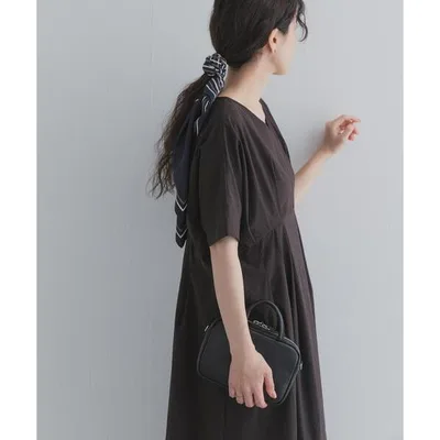 ワンピース 半袖 ウエストタックワンピース