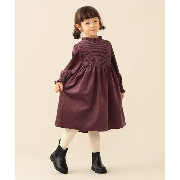 ワンピース コーデュロイ シャーリング ワンピース2026FW(90〜140cm)プチプラ 人気 クリスマス お呼ばれ 七五三 キッズ 子供服 女の子