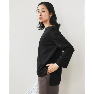 tシャツ 高密度シルコットン・ボートネックT/長め丈 レディース