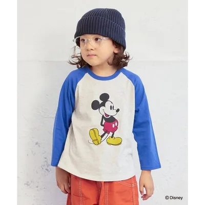 tシャツ 「別注」Disney ミッキーマウス ラグランロンT キッズ 子供服 男の子 女の子