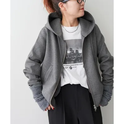 パーカー 「追加」ストレッチジップフードパーカー レディース