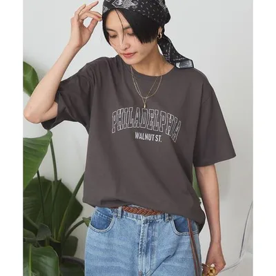 tシャツ 半袖 「マルチ機能」カレッジロゴTシャツ レディース