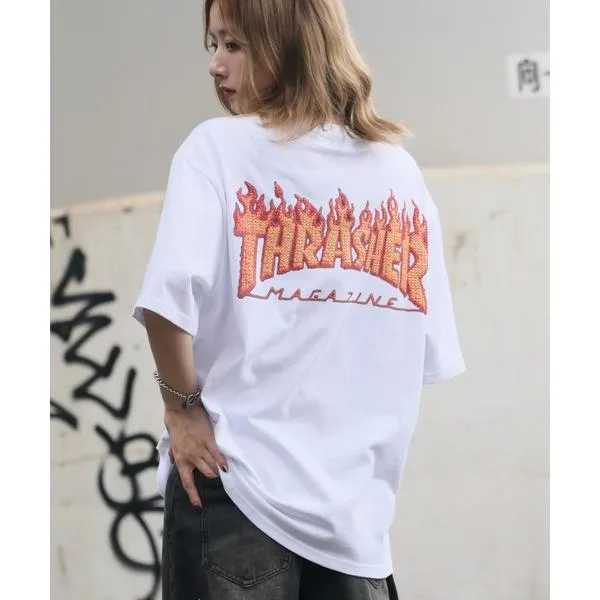 tシャツ 「THRASHER/スラッシャー」3Dファブリック バックプリント ロゴTシャツ メンズ レディース