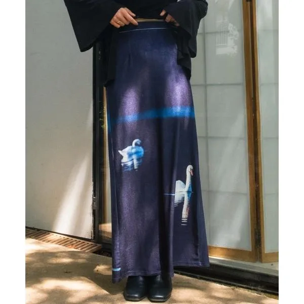 ロング スカート Landscape Art Skirt|風景画アートスカート