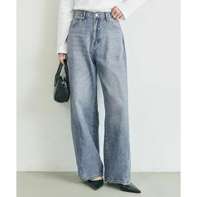 ワイドパンツ ジーンズ デニム デニムパンツ カーブデニムパンツ レディース