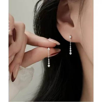 ピアス 「揺れる輝きが魅力」ロングチェーン ビジューピアス/ レディース アクセサリー レディース
