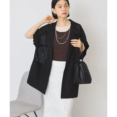 コート アウター メッシュフレンチジャケット レディース