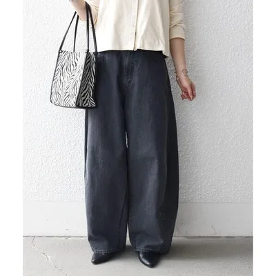 ワイドパンツ ジーンズ デニム デニムパンツ 「洗濯機可能」バレル デニム パンツ「SHIPS any DENIM」 レディース