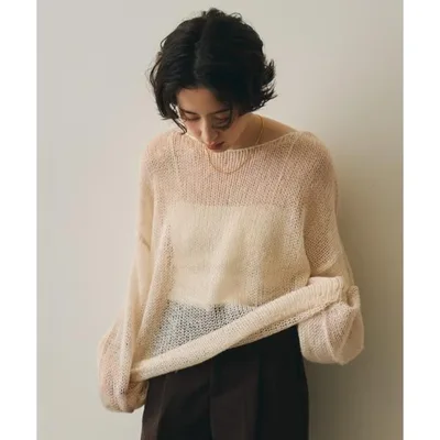 ニット セーター モヘアタッチローゲージシアープルオーバー レディース