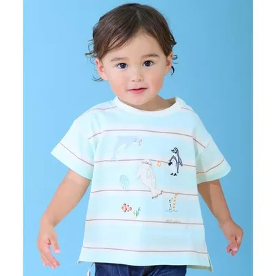 tシャツ 「WEB別注カラー」「接触冷感」海のいきものアップリケ半袖Tシャツ キッズ 子供服 男の子 女の子