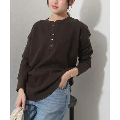 ヘンリーネック tシャツ 「Hanes×relume」別注Newワッフルヘンリーネックプルオーバー レディース