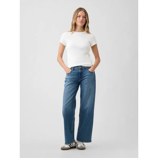 Wide pants jeans denim denim pants low rise '90s loose fit denim ladies