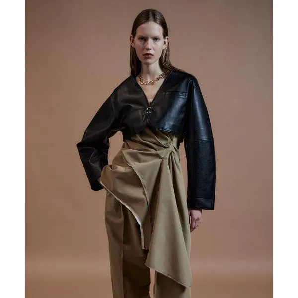 ブルゾン アウター Vegan Leather Short Jacket/ヴィーガンレザーレザーショートジャケット レディース メンズ