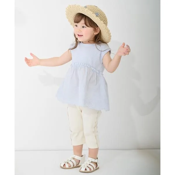 パンツ 「接触冷感」7分メローフレアパンツ キッズ 子供服 女の子