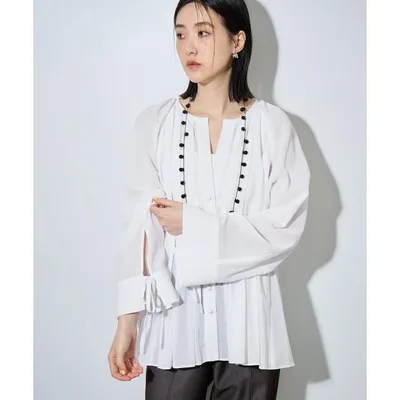 ブラウス シャツ メニータックチュニックシャツ レディース