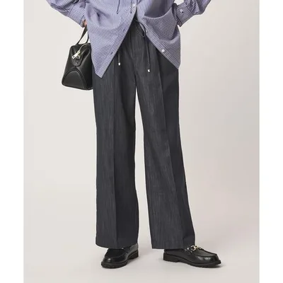 ワイドパンツ ジーンズ デニム デニムパンツ 「size SHORT/TALLあり」ニーハイフレア パンツ デニム ストレッチ レディース