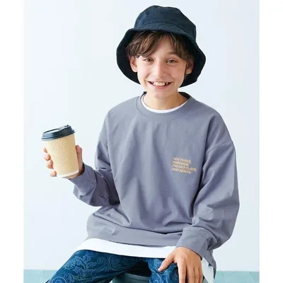 tシャツ 「イージーウォッシュ」乾燥機OK えらべるロゴ刺繍デザイン 長袖Tシャツ キッズ 子供服 男の子 女の子