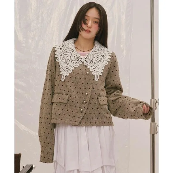 ジャケット テーラードジャケット 2way lace collar jacket / 2wayレースカラージャケット レディース