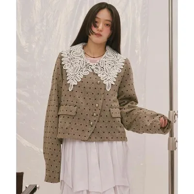 ジャケット テーラードジャケット 2way lace collar jacket / 2wayレースカラージャケット レディース