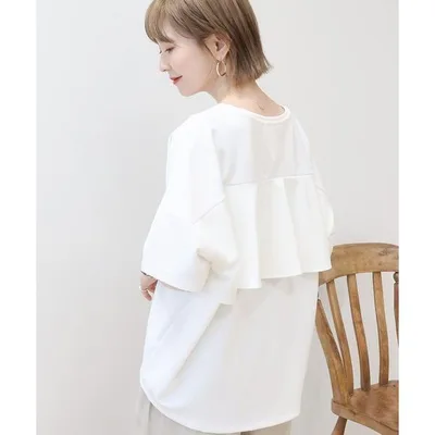 tシャツ 半袖 「WEB限定」バックフリル半袖プルオーバー レディース