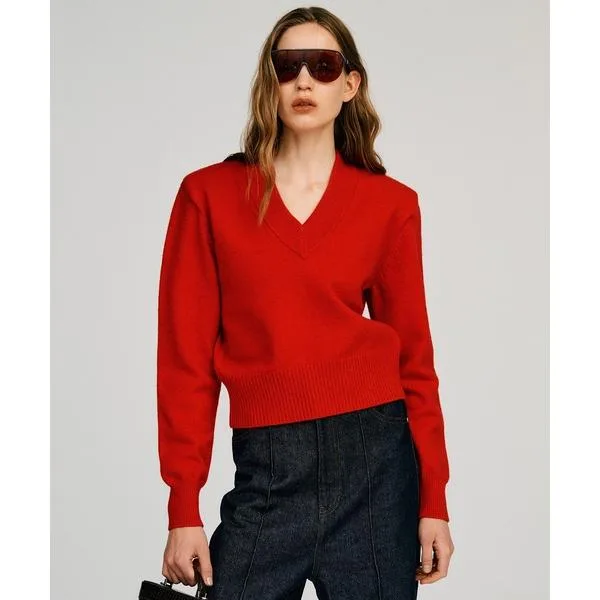 ニット セーター 「2026Autumn Pre-Order」ピュアウールVネックショルダーニット / Pure Wool V-Neck Shoulder Knit レディース