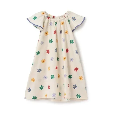 ワンピース 「リンク」綿レーヨン総柄半袖ワンピース キッズ 子供服 女の子