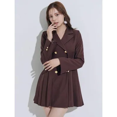 ワンピース フィットアンドフレアサイドプリーツジャケットワンピース