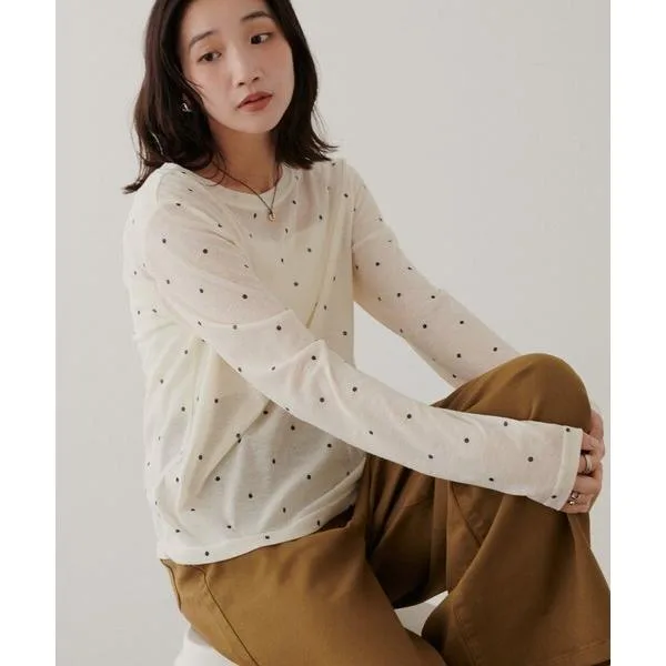 tシャツ ドットロングスリーブ レディース