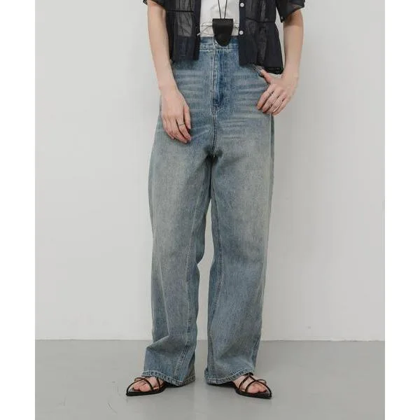 ワイドパンツ ジーンズ デニム デニムパンツ ヴィンテージルーズストレートデニム レディース