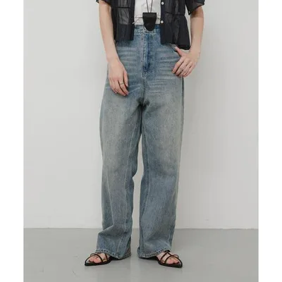 ワイドパンツ ジーンズ デニム デニムパンツ ヴィンテージルーズストレートデニム レディース