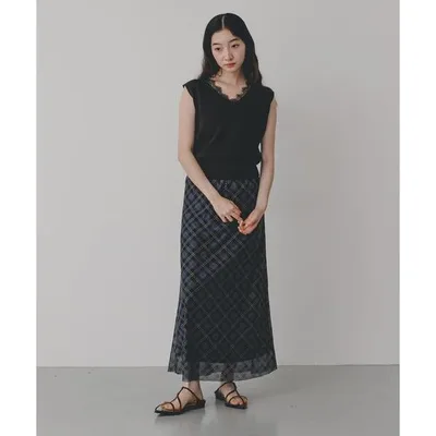 ロング スカート シアーチェックナロースカート