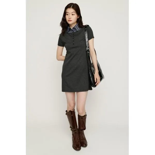 ワンピース 半袖 DOCKING HENRY CUT S/OP ドッキングヘンリーカットショートワンピース 夏服 秋服