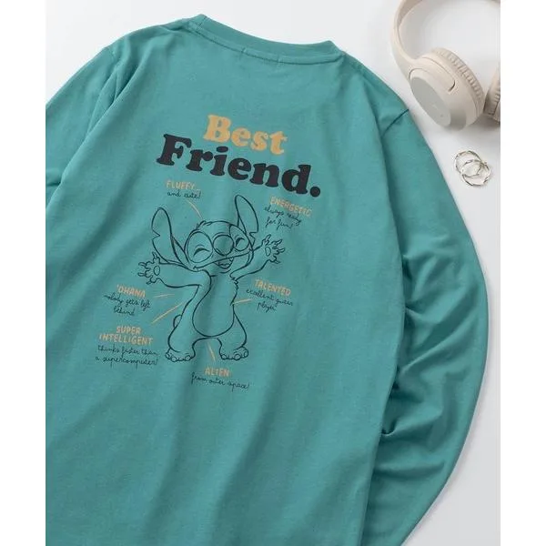 tシャツ 「71」「Disney/ディズニー」ミッキーマウス/ミニーマウス/チップ&デール/スティッチ/プリントロンスリーブTシャツ/レディース(S)
