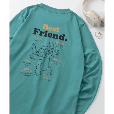 tシャツ 「71」「Disney/ディズニー」ミッキーマウス/ミニーマウス/チップ&デール/スティッチ/プリントロンスリーブTシャツ/レディース(S)