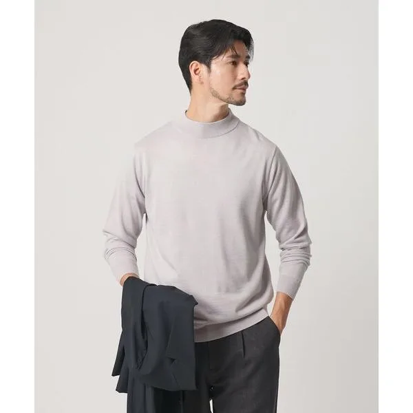 セーター ニット 「WEB限定 WARDROBE SMART」マシーンウォッシャブル ウールミックス ジャケット クルーネック ニット メンズ