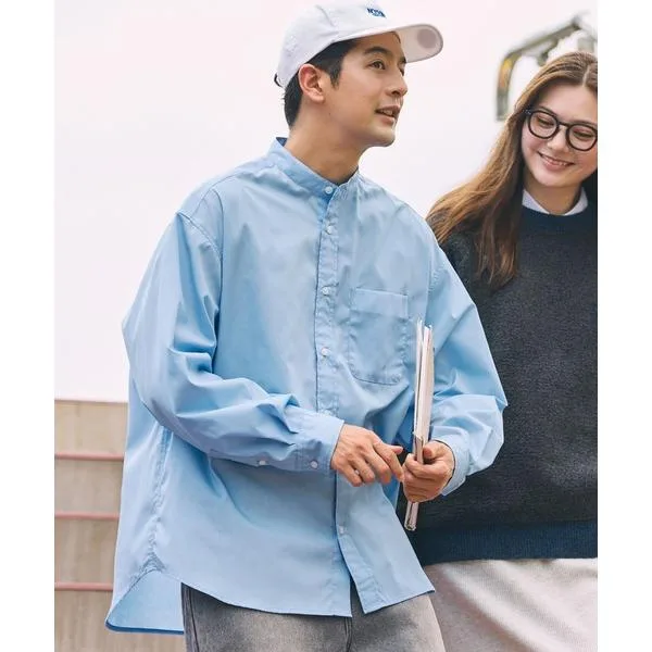 シャツ 「MULTI FUNCTIONALシリーズ」オーバーサイズ バンドカラー 長袖シャツ / 抗菌防臭・イージーケア「THE CRAFT CREW PRODUCTS」 メンズ レディース