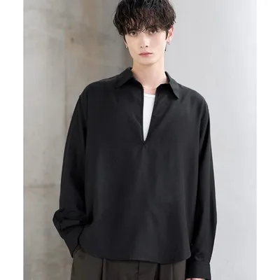 シャツ 「防シワ」Wool Blend Relaxed-Fit Skipper Shirt メンズ