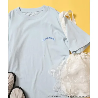 tシャツ 半袖 SANRIO/サンリオ ”CINNAMOROLL” 目隠し コミック柄 プリントTシャツ/シナモロール レディース
