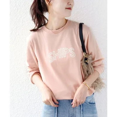 tシャツ 「WEB限定」 SHIPS ラウンド プリント ロゴ ロングスリーブ TEE レディース メンズ
